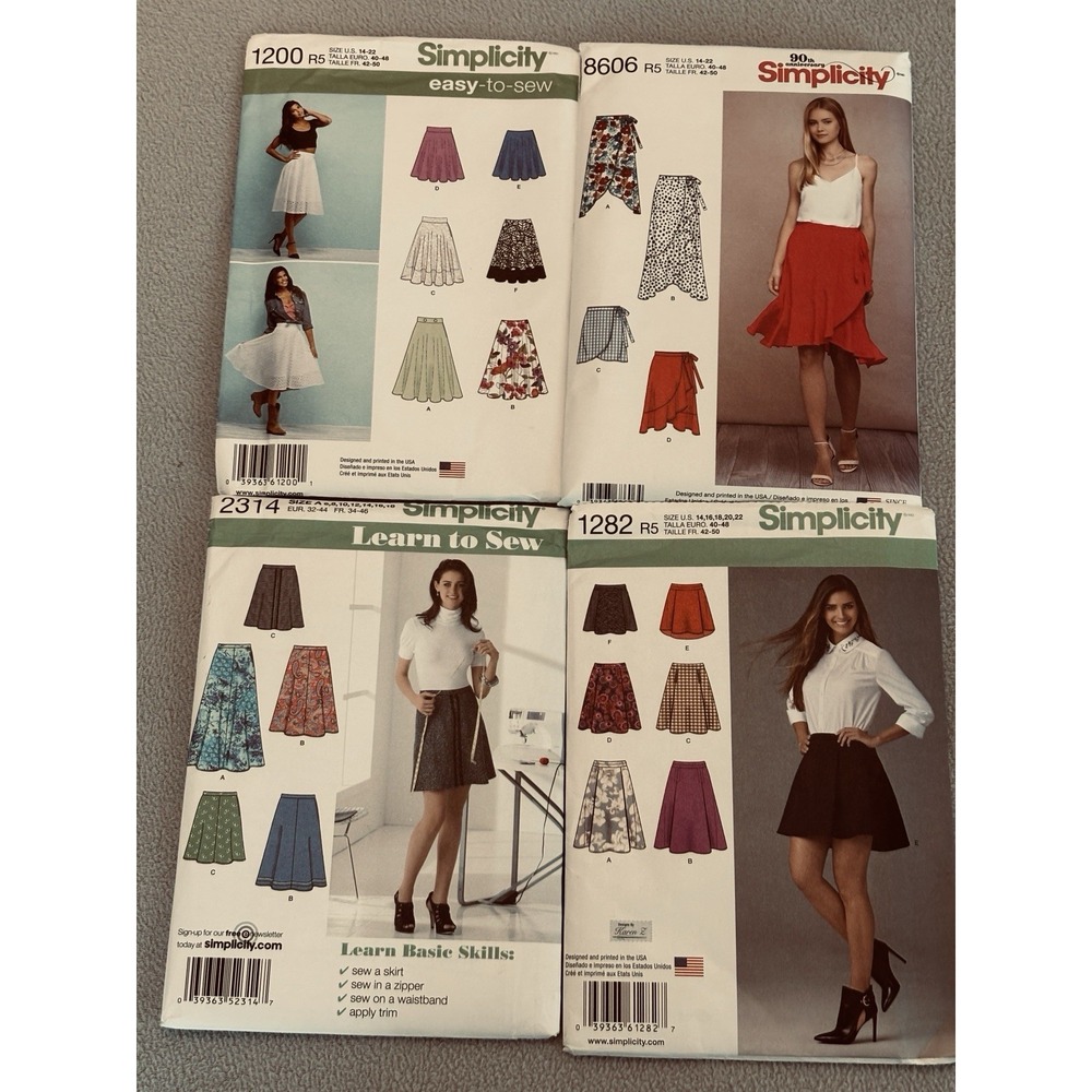 Simplicity Sewing Pattern Skirt Bundle Uncut  #1282 #8606 #2314 #1200 See Photos